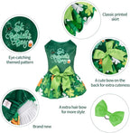 CuteBone St.Patrick's Day Dog Green Dress Velvet for Small Dogs Girl Puppy Dresses Clover Dog Clothes CVA13S-D