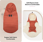 Fleece Lining Dog Hoodie with Harness Built in,Extra Warm Medium Dog Jacket in Winter Doggie Coats with Drawstring Hooded,Orange XL