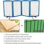 ZJSF Freestanding Dog Fence Indoor, Foldable Dog Gate for Doorways, Stairs or Hallways, Sturdy Wood Extra Wide Pet Gate with Support Feet for The House, Blue, 32 "Height-4 Panels