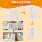 ZENY 36" H Pet Dog Gate, Foldable Freestanding Dog Door 3 Panel, Wooden Z Shape Step Over Pet Fence for Entryway, Stairs, Doorway, White