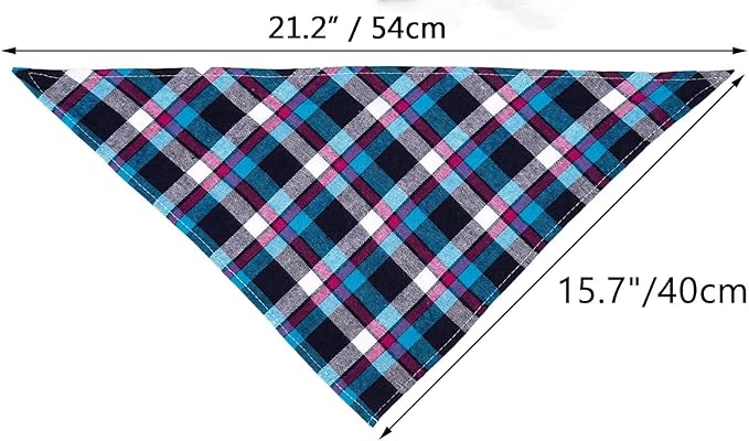 Segarty Dog Bandanas, 30 Pack 22.8"x15.7" Pet Scarf Triangle Plaid Bibs Accessories Bulk for Medium Small Cats Dogs Large Puppy Dogs, Adjustable Washable Reversible Boy Pets Birthday Kerchief