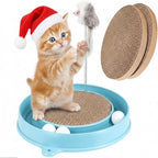 3 Pcs Cat Ball Track Toy, Include 1 Round Cat Scratcher Toy with 2 Cats Scratching Board Pad Replacement, Interactive Toys Track and Plush Mouse Toys for Indoor Cats Kitten