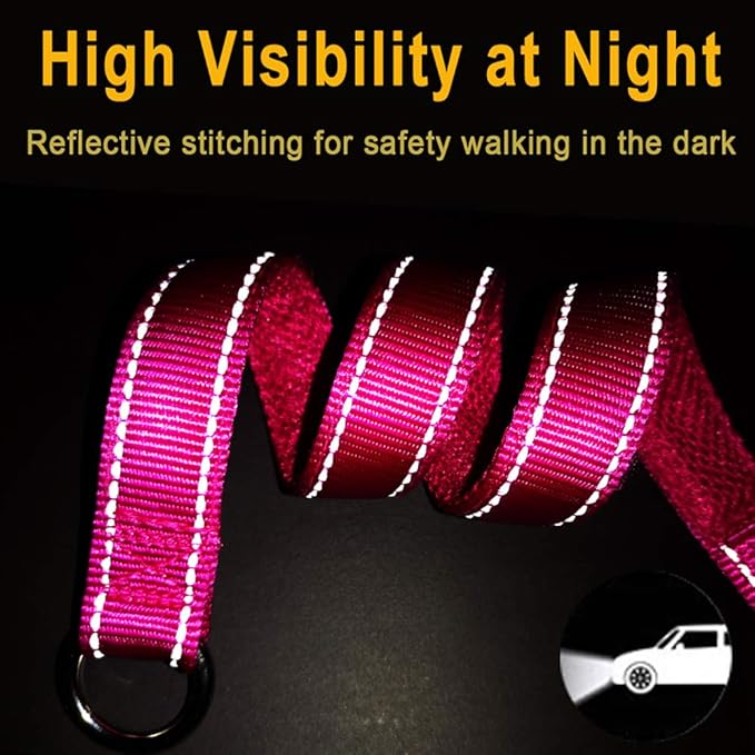 Reflective Slip Dog Collar, Loop Dog Collar for 44-75 lbs Dogs Nylon Collars with Soft Padded for Pet Training– Pink 1" W x 22" L (Fits Neck 15.7"-19.7")