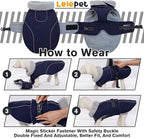 Lelepet Warm Dog Coat Waterproof Dog Jacket for Large Dogs Reflective Fleece Vest with Adjustable Buckle Hook & Loop Windproof Cold Weather Coats for Small Medium Large Dogs, Navy Blue, XXL