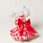 PUPTECK Dog Wedding Dress Outfit Puppy Cute Small Dogs Clothes,Rose,M