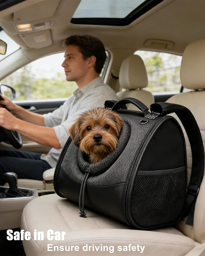 Pet Dog & Cat Chest Carrier Backpack,Adjustable Ventilated Carrier for Small Dogs Cats,Front Facing Puppy Carrier Backpack,Lightweight Doggy Backpack for Travel Hiking Outdoor (Black)