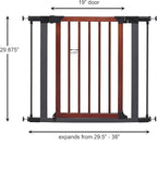 MidWest Homes for Pets 29-Inch Tall Pet Gate with Textured Graphite Frame and Decorative Wood Door, Expands to 38 Inches Wide, Includes 3-inch Extensions
