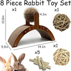 Rabbit Scratch Toys, Natural Sisal Bunny Scratching Cardboard Pad and Scratcher Ball, 2-in-1Pet Enrichment Interactive Toy for Indoor Bunnies Ferrets Chinchillas Small Animals Boredom Breaker