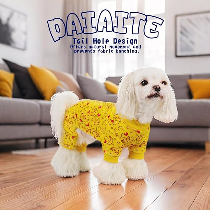 Paiaite Dog Pajamas Onesie: Comfortable Four-Legged Apparel for Small, Medium, & Large Dogs, Polyester Material for Comfort, Wrinkle Resistance, Moisture Wicking, Stretchiness Rotating Duck XL
