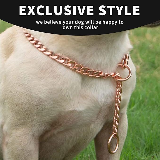Stainless Steel P Chock Metal Chain -JYHY Dog Necklace Collars Walking Training Pet Supplies for Small Medium Large Dogs (Rose Gold, 28" (Fits Neck 24" to 26"))