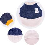 iChoue Pet Dog Crewneck Sweater Color Block Pullover Winter Warm Clothes for English Bulldog Bully Pitbull - Navy and Beige/XLarge