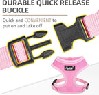 PUPTECK Soft Mesh Dog Harness and Leash Set Pet Puppy Cat Comfort Padded Vest No Pull Harnesses, Solid Pink, M