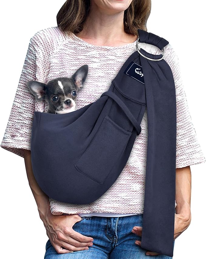 CUBY Dog and Cat Sling Carrier - Hands Free Reversible Pet Papoose Bag - Soft Pouch and Tote Design - Suitable for Puppy, Small Dogs Cats Outdoor