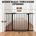 29.7-46" Extra Wide Baby Gate for Stairs, Pressure Mounted Dog Gate Indoor for Doorways, Auto Close Pet Gate with Walk Thru Door, Double Lock Child Safety Gate for Kids and Pet, No-Trip Design