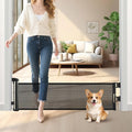 Retractable Short Dog Gate - Small Puppy Mesh Safety Pet to Step Over Gates Doggy Door for Doorways Stairs Kitchen Hallways Indoor, 14" Tall, Extends up to 55" Wide, Black