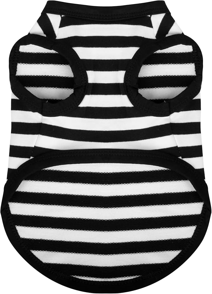 Paiaite Striped Shirt Happy Color Cotton Sleeveless Puppy Tank Top for Small Medium Dogs Black XL