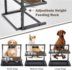 SHAINFUN Elevated Dog Bowls - Slow Feeder, Raised Stand with Two 1700ML Stainless Steel Bowls, Spill Proof Mat for Large & Medium Dogs