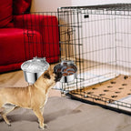 2 Pcs Large Pet Dog Food Water Bowl with Slow Feeder Insert for Cage, Crate Stainless Steel Non-Spill Kennel Hanging Cat Bowls with Clamp Holder for Medium Large Dogs (7.1x3.5'' & 6.3x2.6'')