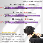 ADITYNA Heavy Duty Dog Collar for Large Dogs - Reflective Purple Collar with Handle for Training, and Walking - Wide, Thick, Tactical, Soft Neoprene Padded