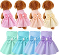 Sanwuta 8 Pieces Dog Dresses for Small Dogs Puppy Clothes Girl Dog Outfit Cute Bowknot Pet Skirt Soft Lightweight Summer Apparel for Cats Puppies Party Wedding Photo Wear