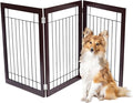 INTERNET'S BEST Dog Gate - Indoor Pet Safety Divider - Portable Free Standing Doggy Barrier for Stairs, Doorways, and Hallways - Tall Puppy Fence - No Drilling Needed - 3 Panel, 30 Inch - Espresso