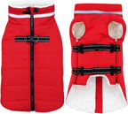 Mklhgty Small Dog Coat with Harness Built-in, Waterproof Reflective Fleece Lined - Warm Windproof Winter Jacket with Back Zipper, Cold Weather Snow Dog Coats - Red - XS