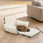 MIXJOY 6-in-1 Dog Car Seat for Small/Medium Dogs up to 25 lbs, Multi-Functional Dog Carrier for Car with Detachable Washable Cover, Pet Travel Bed with Clip-On Safety Leash, Beige