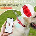 Cymiler Martingale Dog Collar with AirTag Holder, Reflective Nylon Training Collar, Stainless Steel Chain, Heavy Duty Buckle, Limited Slip Collars for Small Medium Large Dogs (Red, Medium)