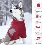 ROZKITCH Dog Winter Coat, Dog Coat for Autumn Winter with Turtleneck, Pet Clothes with Adjustable Waist Strap, Soft Warm Pet Clothing with Reflective Strip for Small Medium Large Dogs Dark Red S