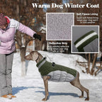 Lelepet Dog Coat Warm Dog Winter Coat Waterproof Dogs Jacket with Harness Built in Reflective Pet Fleece Vest Zip-Up Cold Weather Coats for Medium Dogs Turtleneck & Windproof Dachshund Army Green M