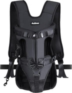 PetBonus Pet Front Dog Carrier Backpacks, Adjustable Pet Backpack, Legs Out Easy-fit Puppy Chest Carrier for Medium Small Dogs, Hands Free for Hiking, Cycling (Black, L)