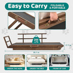 Dog Ramp for Bed, Adjustable Pet Ramps for Dog to Get on Bed, Non-Slip Rubber Surface - Folding Wooden Dog Ramp for Small/Large/Old Dogs, Adjustable up to 27.5 inch High Beds, Safety Railings