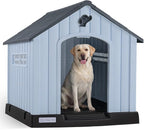 LEMBERI Durable Waterproof Plastic Dog House for Small to Medium Sized Dogs, Indoor Outdoor Doghouse with Air Vents and Elevated Floor, Easy to Assemble (Gray, 33.5" L x 31.5" W x 33.9" H)