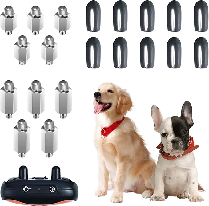 20 PCS Extra Contact Points Replacement Part for Dog Training Collars Dog Shock Collar Replacement Prongs with Rubber Tips Extra Silicone Covers for Pet Training Collar Replacement Parts (10 Pairs)