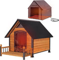 GUTINNEEN Heated Dog House Outdoor Insulated Dog Kennel with Metal Frame, Heated Pad, Insulated Liner, 33" L x 45" D x 32" H