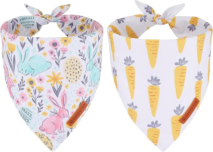 ADOGGYGO Easter Dog Bandana, Carrot Rabbit Pet Scarf, Premium Durable Fabric, Easter Bandanas for Extra Large Dogs Pets (X-Large)
