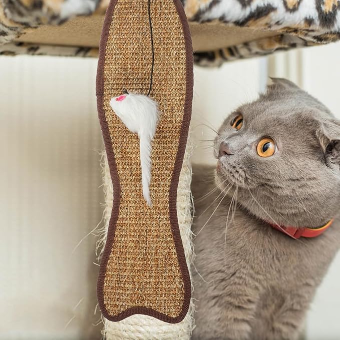 Balacoo Hanging Cat Scratcher Mat, Fish Shaped Sisal Cat Scratch Pad for Door Knobs - Door Scratcher for Indoor Kitten Clawing and Playing - Random Colors, 20.83X5.23 inch