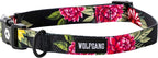 Wolfgang Heavy Duty, Adjustable Dog Collar with Quick Release Nylon Buckle for Walking & Training, DarkFloral Print, Medium