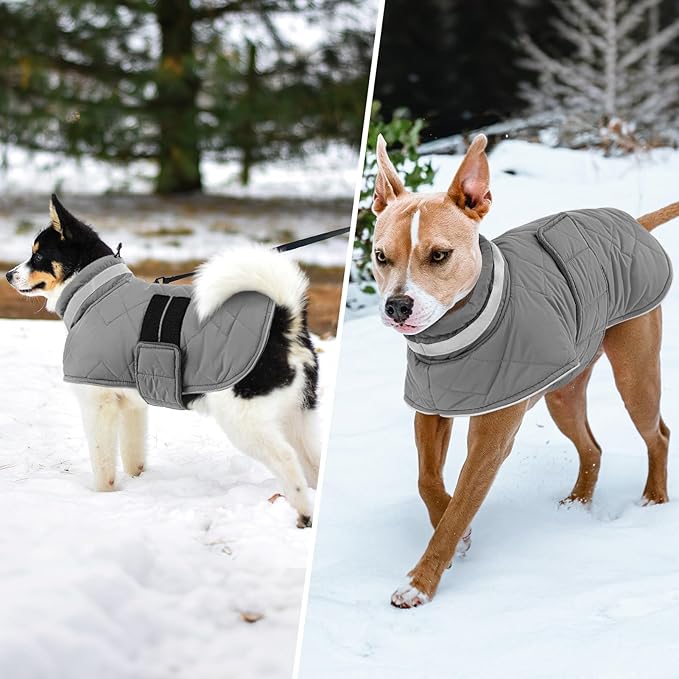 KAMA BRIDAL Dog Winter Coat Warm Padded Puppy Jacket Windproof Water Resistant Clothes for Small Medium Large Pets Christmas Sweater Outfit Vest(Grey, 3XL)