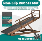 Dog Ramp for Bed, Adjustable Pet Ramps for Dog to Get on Bed, Non-Slip Rubber Surface - Folding Wooden Dog Ramp for Small/Large/Old Dogs, Adjustable up to 27.5 inch High Beds, Safety Railings