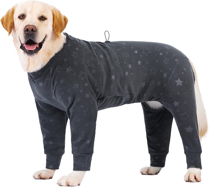 Dog Coats Autumn Winter Jumpsuit for Large Medium Dogs, Warmer Recovery Suit Polar Fleece Dog Bodysuit Lightweight Pajamas Pullover Stretchy Onesie Four-Legged Cold Weather Clothes(7XL, Grey)