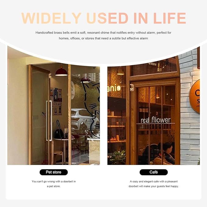 Magnetic Door Chime 2-Pack - Wooden Wind Chime Bells for Door Opening, Wireless Adhesive Entry Alert with Soft Chime for Home, Office, Shop, Pet Doors