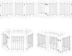 PAWLAND 6 Panels Dog Gate Indoor with Walk Through Door, Foldable FreeStanding Pet Gate for Doorways, Stairs, The Houes, Pet Puppy Safety Fence, 120 in Extra Wide, Support Feet Included, White