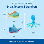 Barkbox Under The Sea Bundle - 3 Toys for Medium and Large Dogs - Squeaky Dog Toy, Tug Toy, Plush Chew Toys - Maggie Mahi, Shify Sid The Squid, Moby Lick