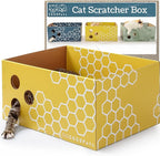 Cardboard Cat Scratcher, No-Mess Cat Scratching Box with Refillable Double-Sided Cat Scratching Pad for Indoor Cats