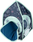 Kitty City Galactic Pop-Up Cat Play House, Collapsible Indoor Cat Hideout with Peekaboo Openings, Lightweight Foldable Cat Cube for Play & Lounging