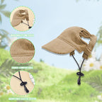 Dog Baseball Cap, Dog Cat Summer Beach Visor Hat with Ear Holes, Adjustable Puppy Sunbonnet Headdress (Brown, X-Small)