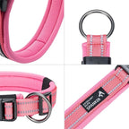 EXCELLENT ELITE SPANKER Reflective Dog Collar Classic Soft Padded Breathable Nylon Adjustable Pet Collar with Quick Release Buckle for Boy Girl Male Female Small Medium Large Dogs Training(Pink-M)
