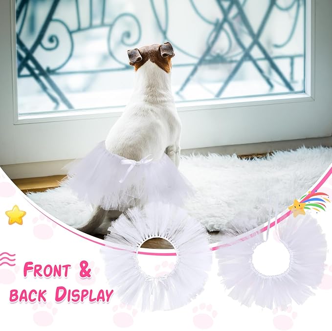 Dog Tutu Tulle Tutu for Dogs Small Large Medium Puppy Dress Ballerina Costume Skirt for Holiday Puppy Cats Bunny Pet Outfit Birthday Wedding Party Photo Prop Supplies(White)