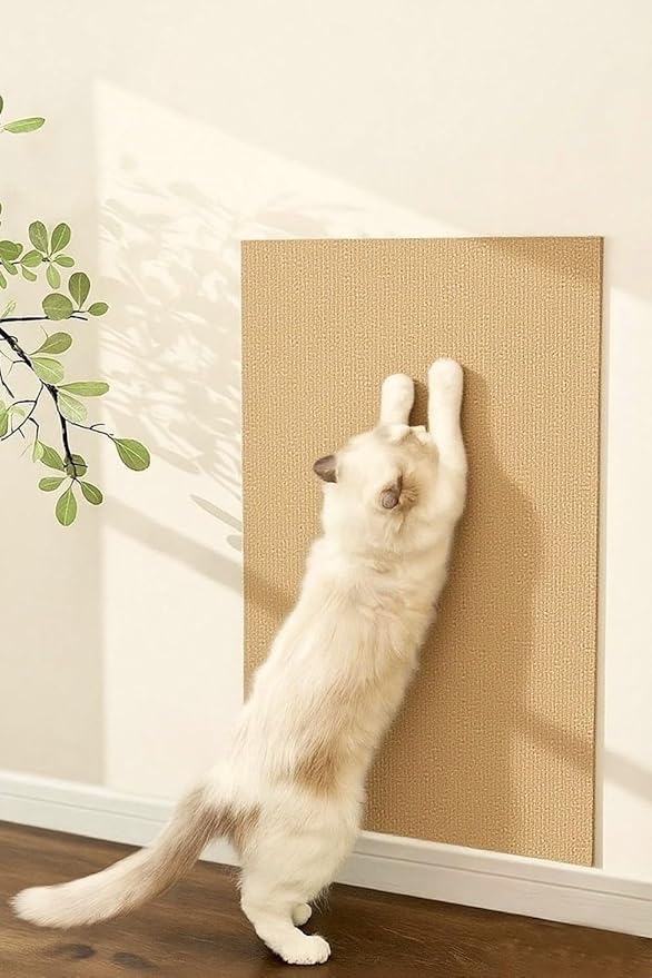 78.7"x15.8" Cat Scratching Carpet Mat Furniture Protector, Covering DIY Cat Tower,and Replacement Pads, Self-Adhesive Trimmable Mat (Khaki)